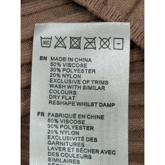 Varley Rib Knit Midi Dress Short Sleeve Beige Maeve Womens Size M - Picture 9 of 9